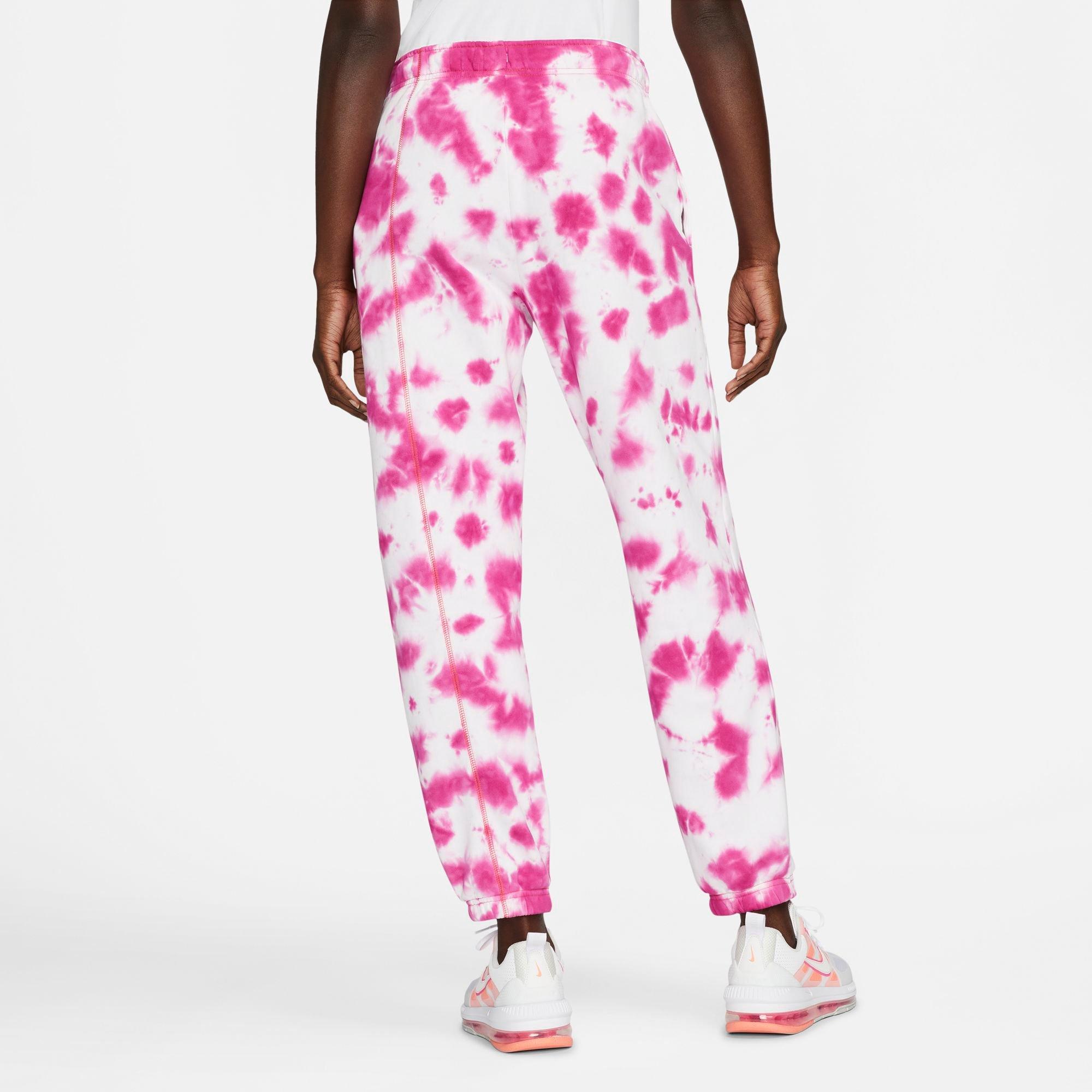 Nike Women s Sportswear Fleece Tie Dye Pink Easy Pants